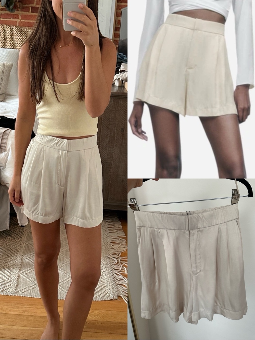 ZARA SATIN EFFECT PLEATED SHORTS XS
7385/752/307 ECRU FLOWY
